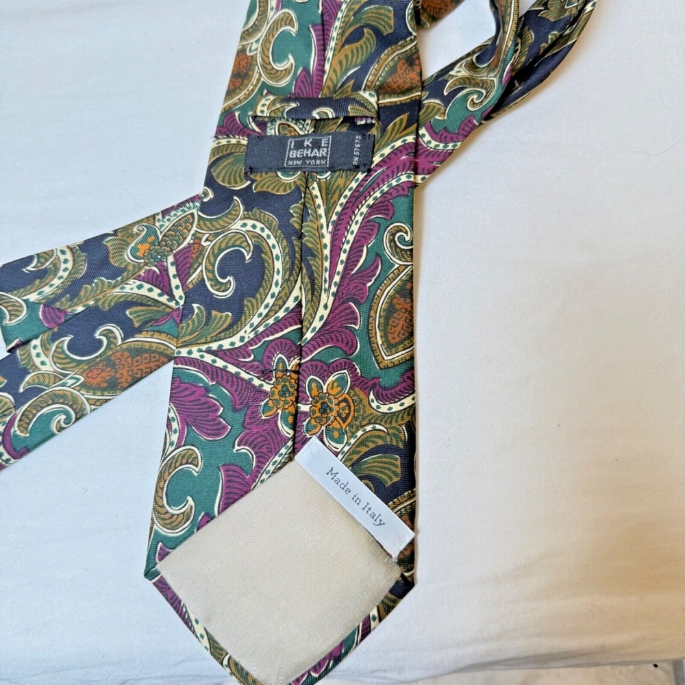 Ike Behar Paisley‎ Silk Tie Necktie Vintage Rare Made in Italy